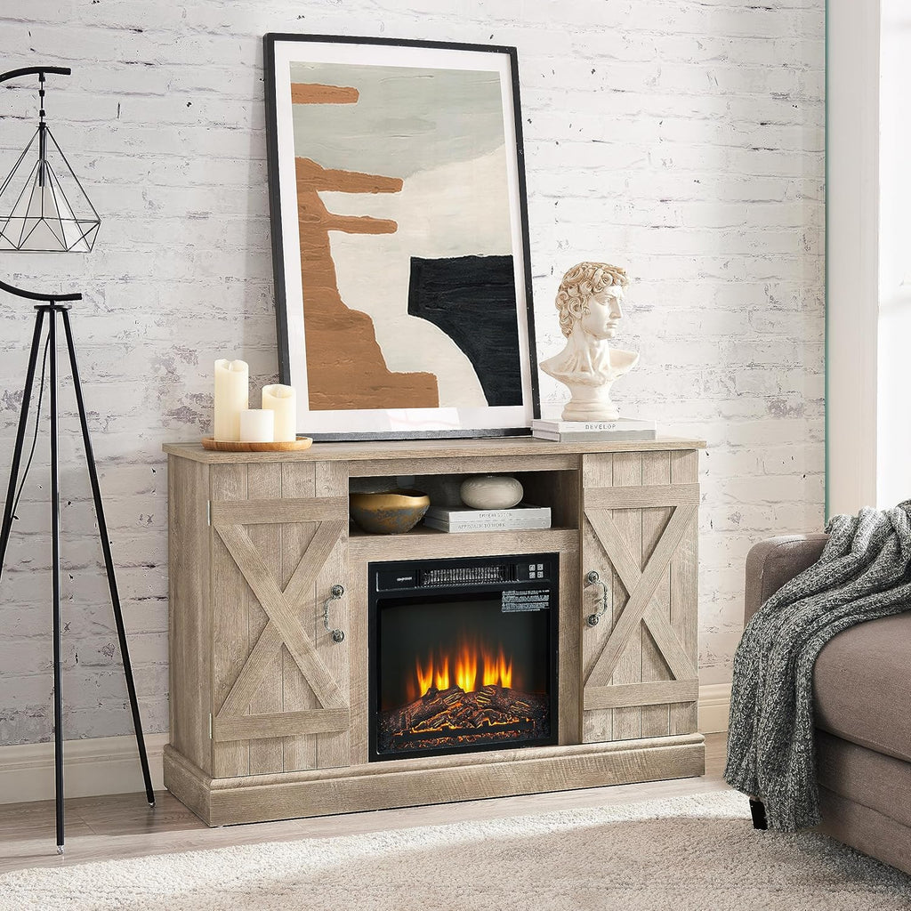 Light Gray Electric Fireplace TV Stand T37753