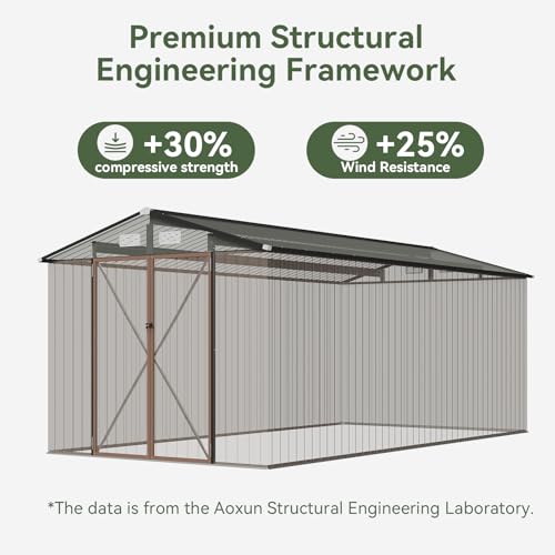 12x10 FT Brown Metal Steel Storage Shed R4690