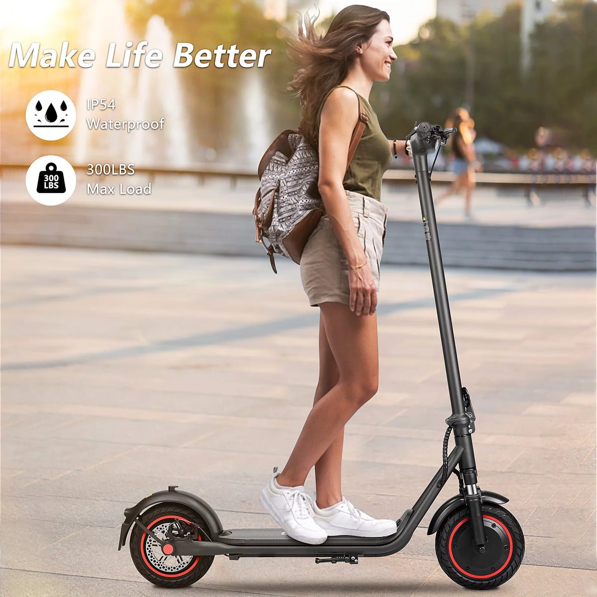 500W Motor 15 MPH 15 Miles Range 10" Solid Tires Folding Electric Scooter P570682