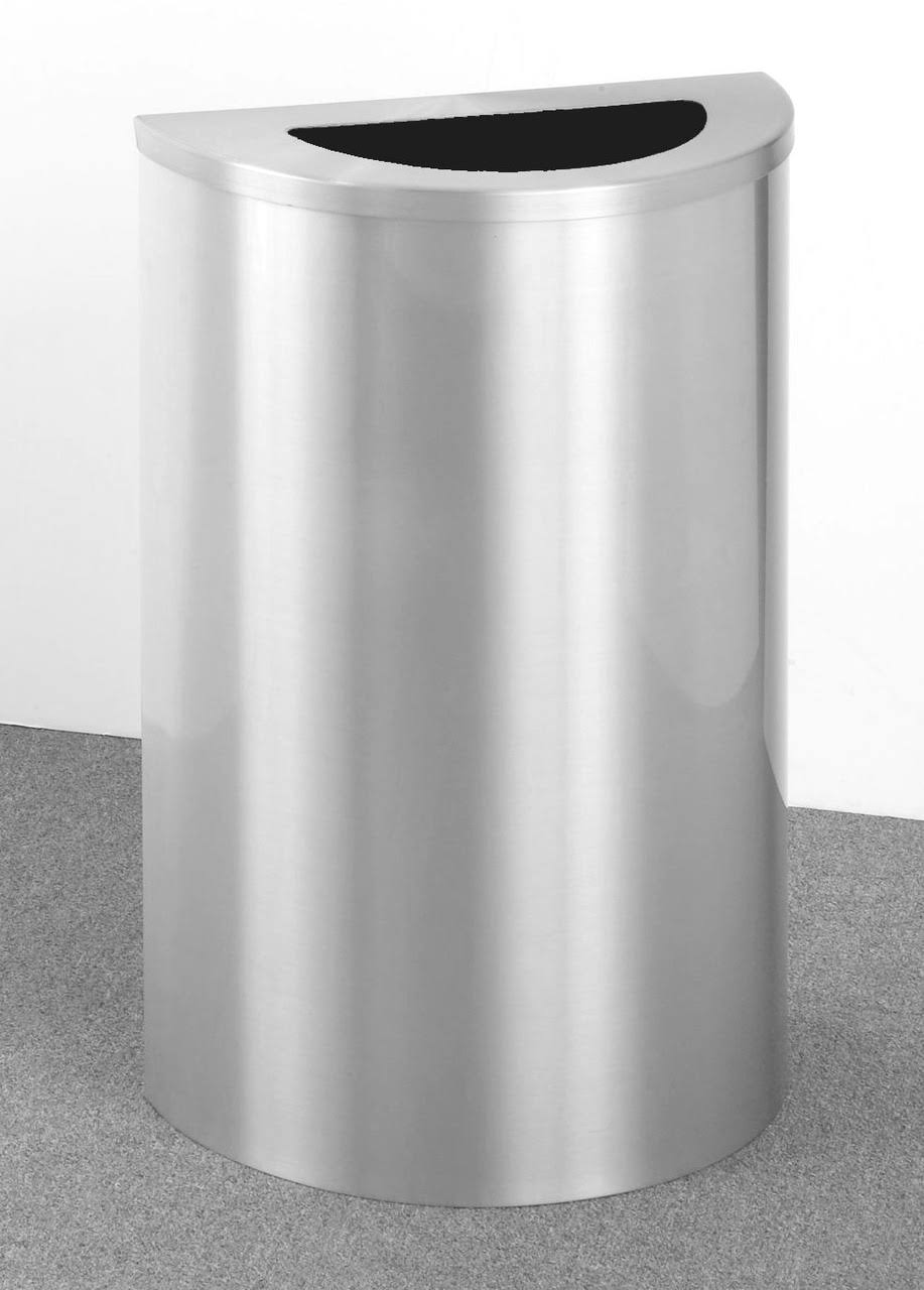 16 Gallon Half Round Satin Aluminum Trash Can U137