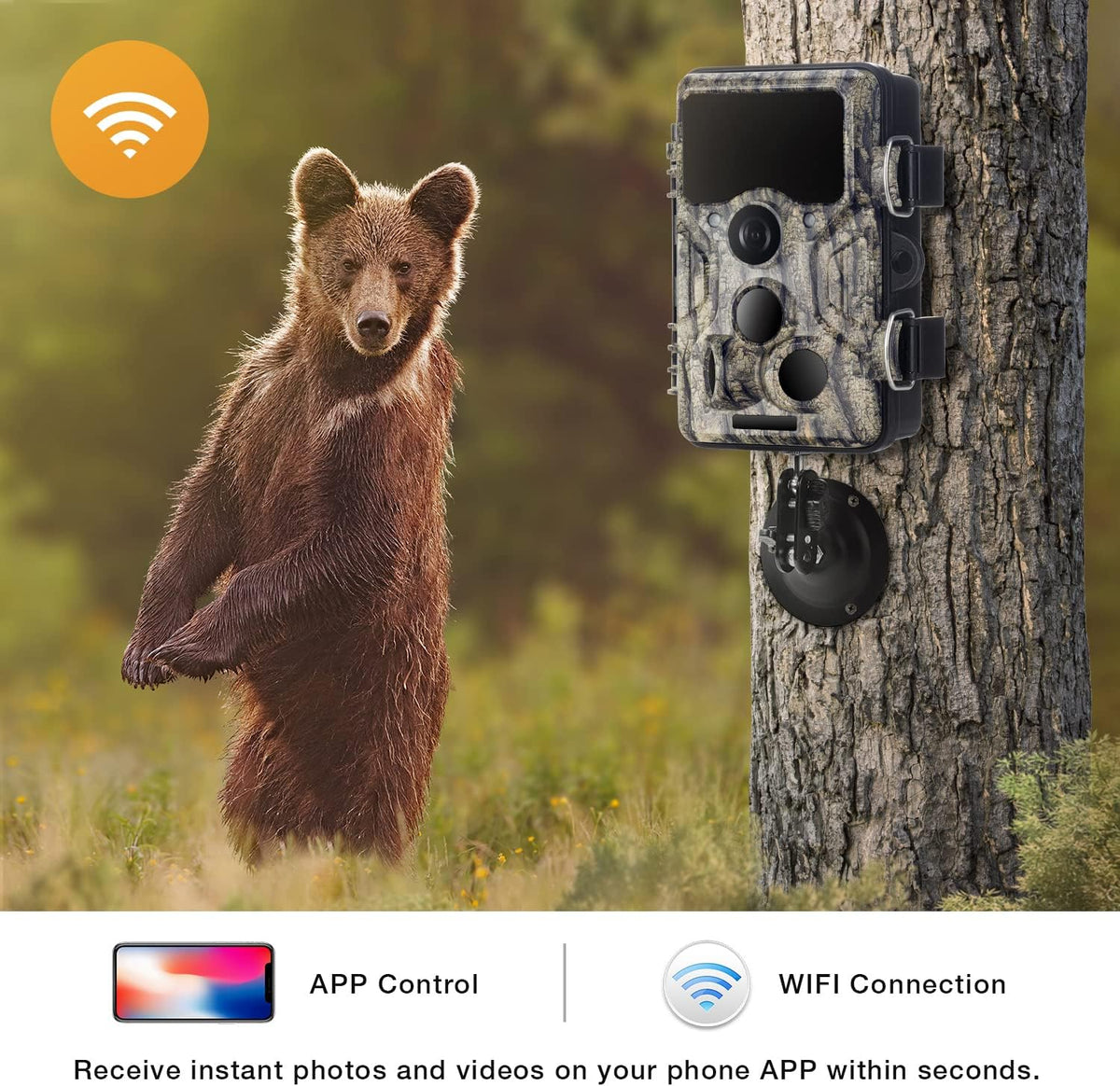 20MP 1296P WiFi Bluetooth Trail Camera with 940nm No Glow IR Night Vision Waterproof Q7380