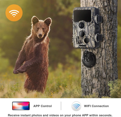 20MP 1296P WiFi Bluetooth Trail Camera with 940nm No Glow IR Night Vision Waterproof Q7380