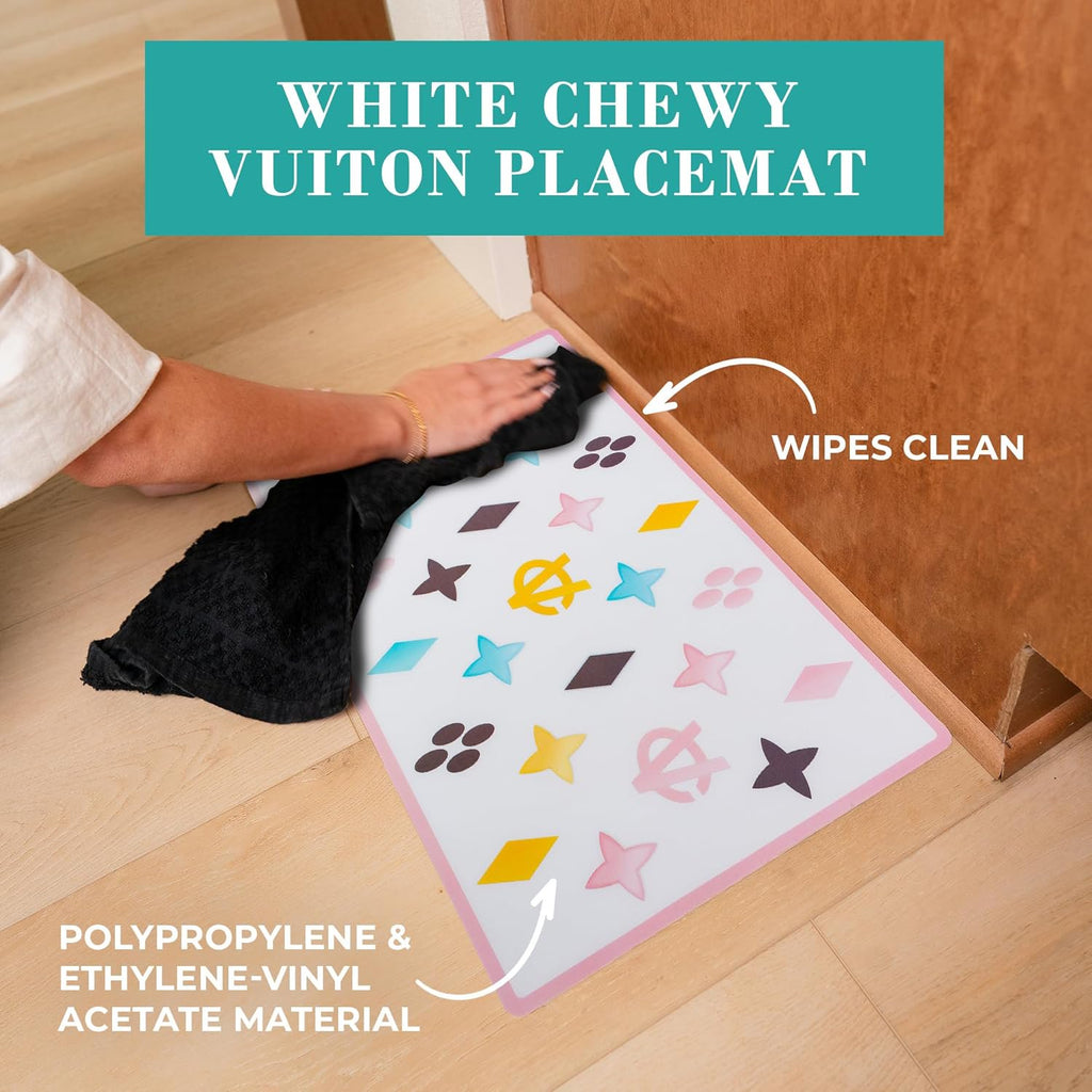 White BPA-Free Non-Skid Dog Bowls with Placemat, Case of 2 O364