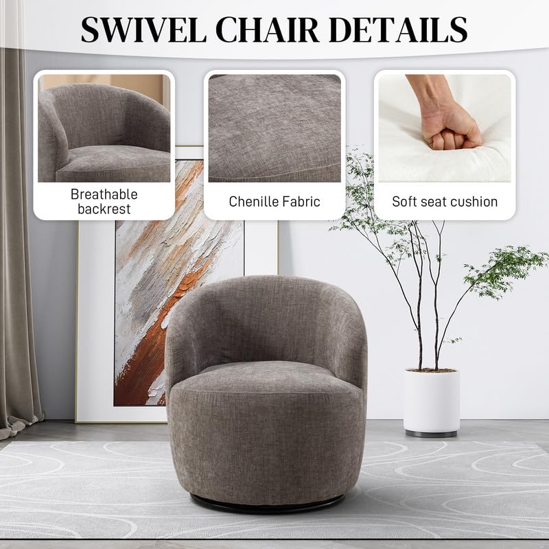 Set of 2 Chenille Swivel Barrel Chair G9507