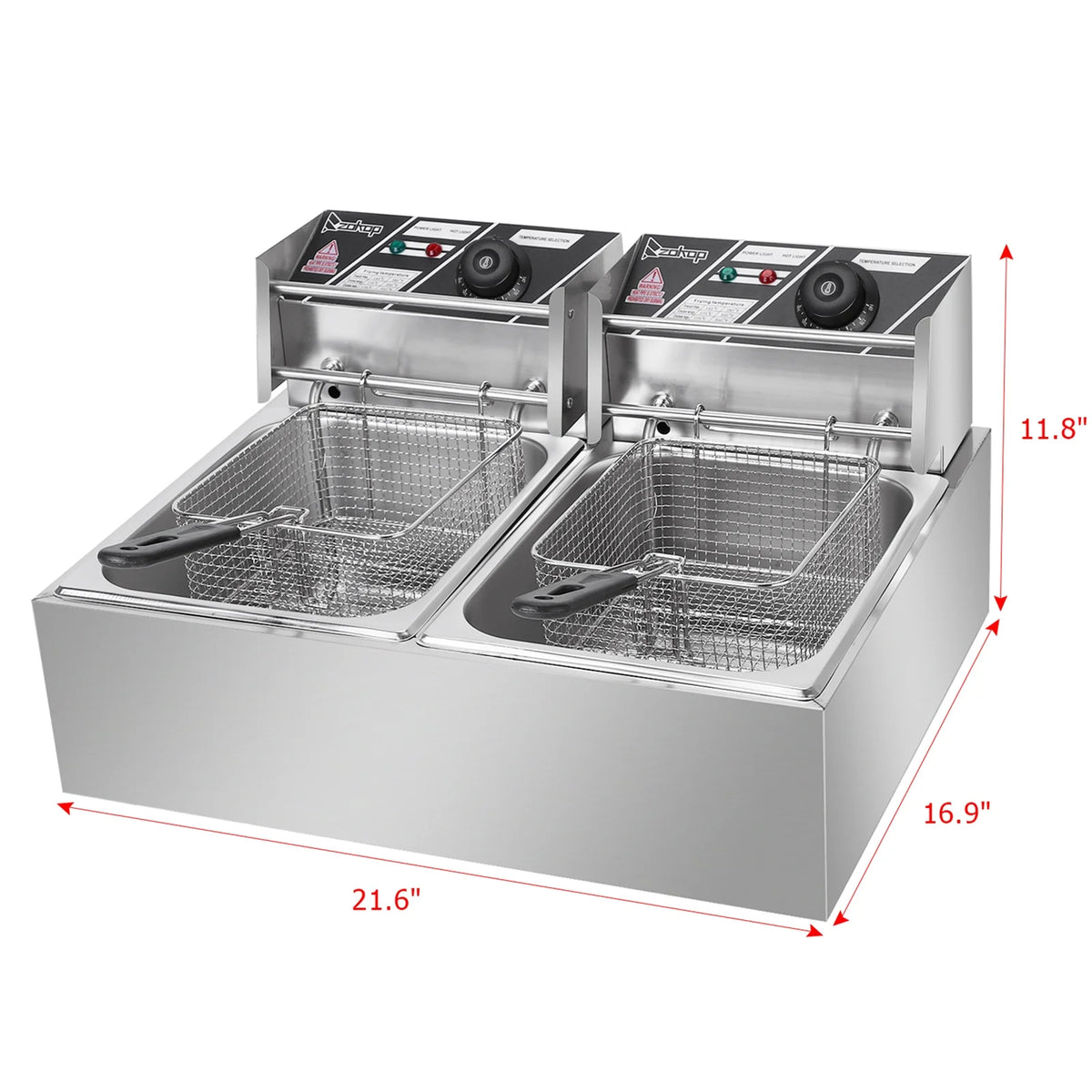 12L 5000W Electric Countertop Deep Fryer Dual Tank Stainless Steel F195839