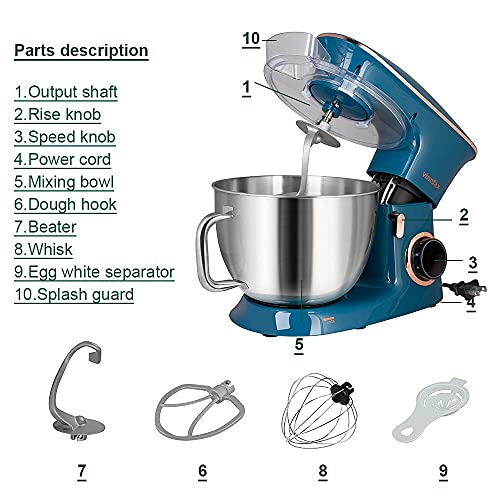 8.5QT Stainless Steel Tilt-Head Stand Mixer with Dough Hook, Beater, Whisk L7942