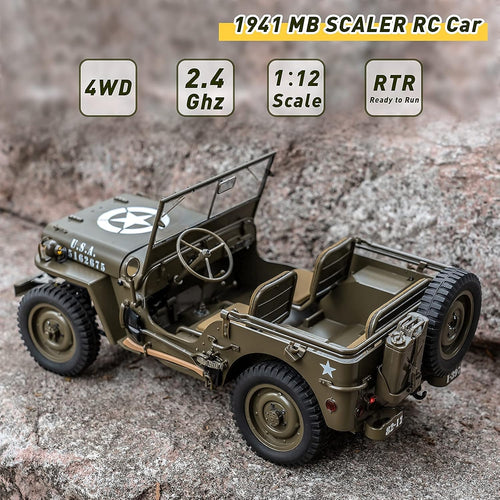 1/12 1941 MB Scaler RC Jeep 4x4 RTR RC Rock Crawler Military O941735
