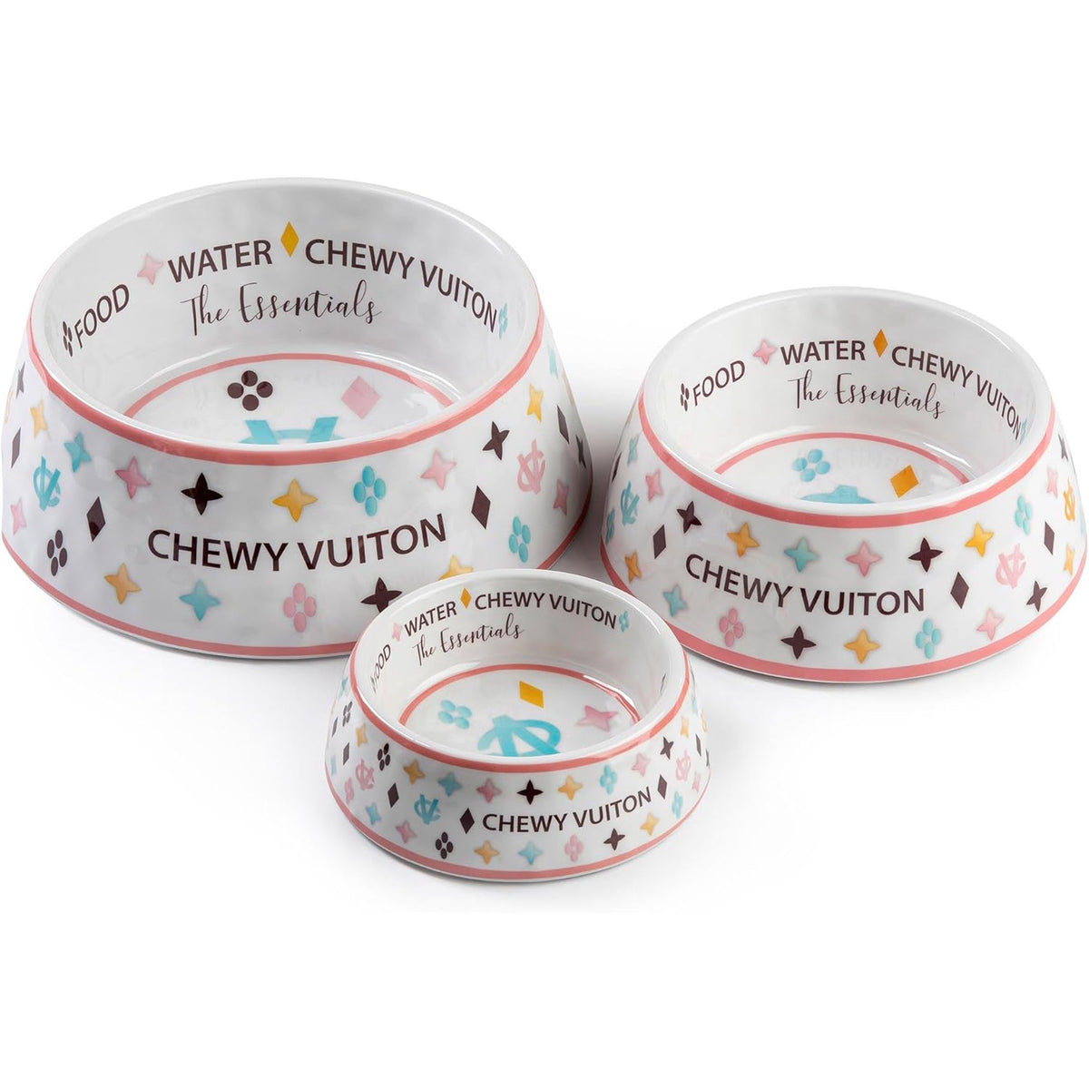 White BPA-Free Non-Skid Dog Bowls with Placemat, Case of 2 O364