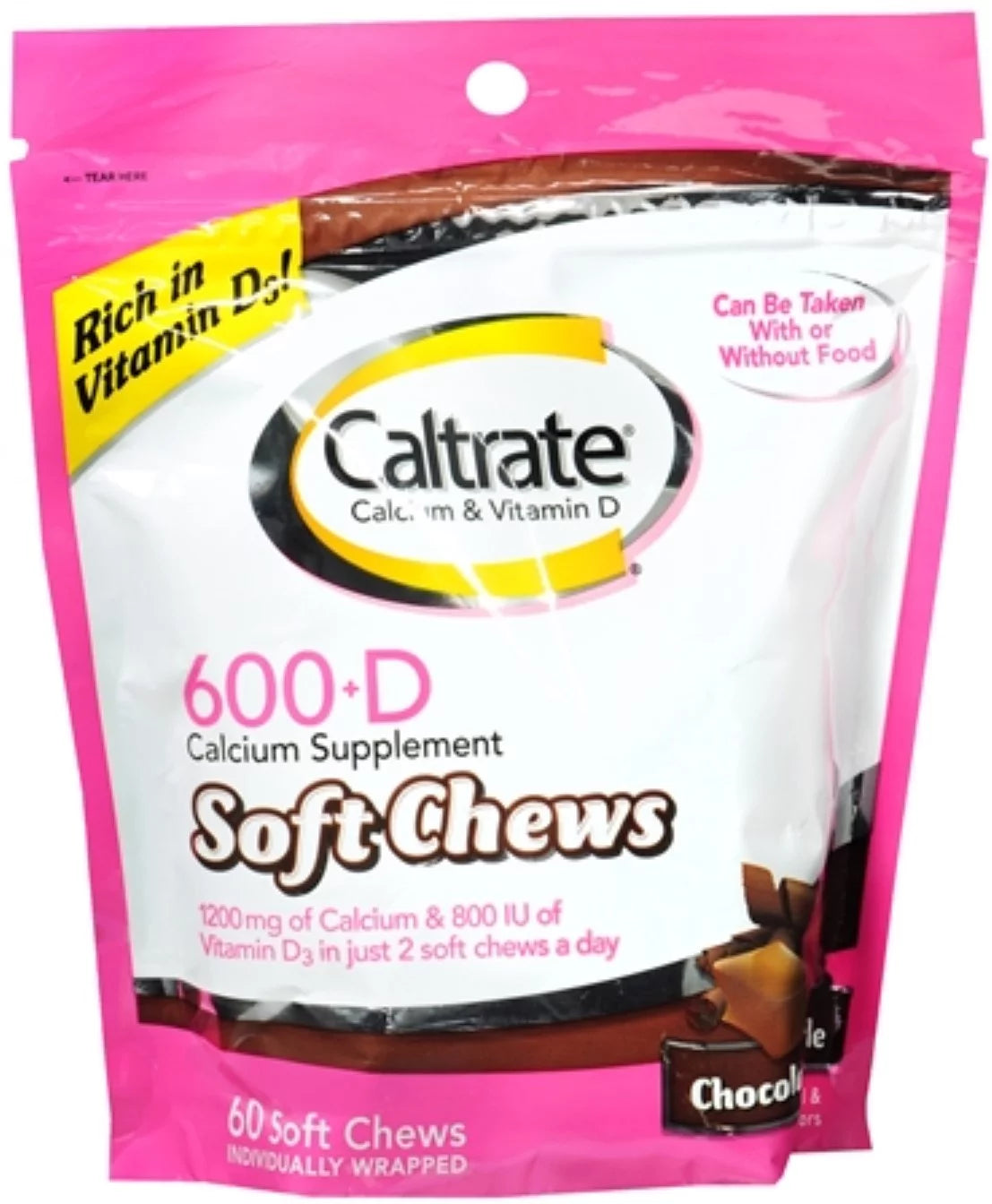 Calcium & Vitamin D Soft Chews Chocolate Truffle 60 Each (Pack of 6) X6559