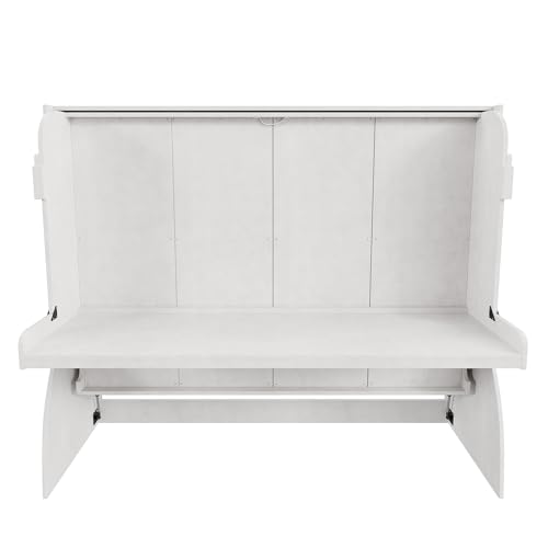 Antique White Full Size Murphy Bed with Desk and Storage Shelves H684511