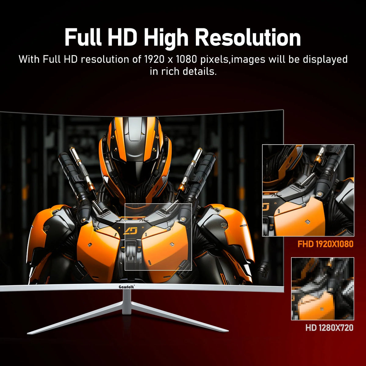 27 Inch Curved Monitor 100hz White FHD 1080P 1800R Frameless Built-in Speakers L115413