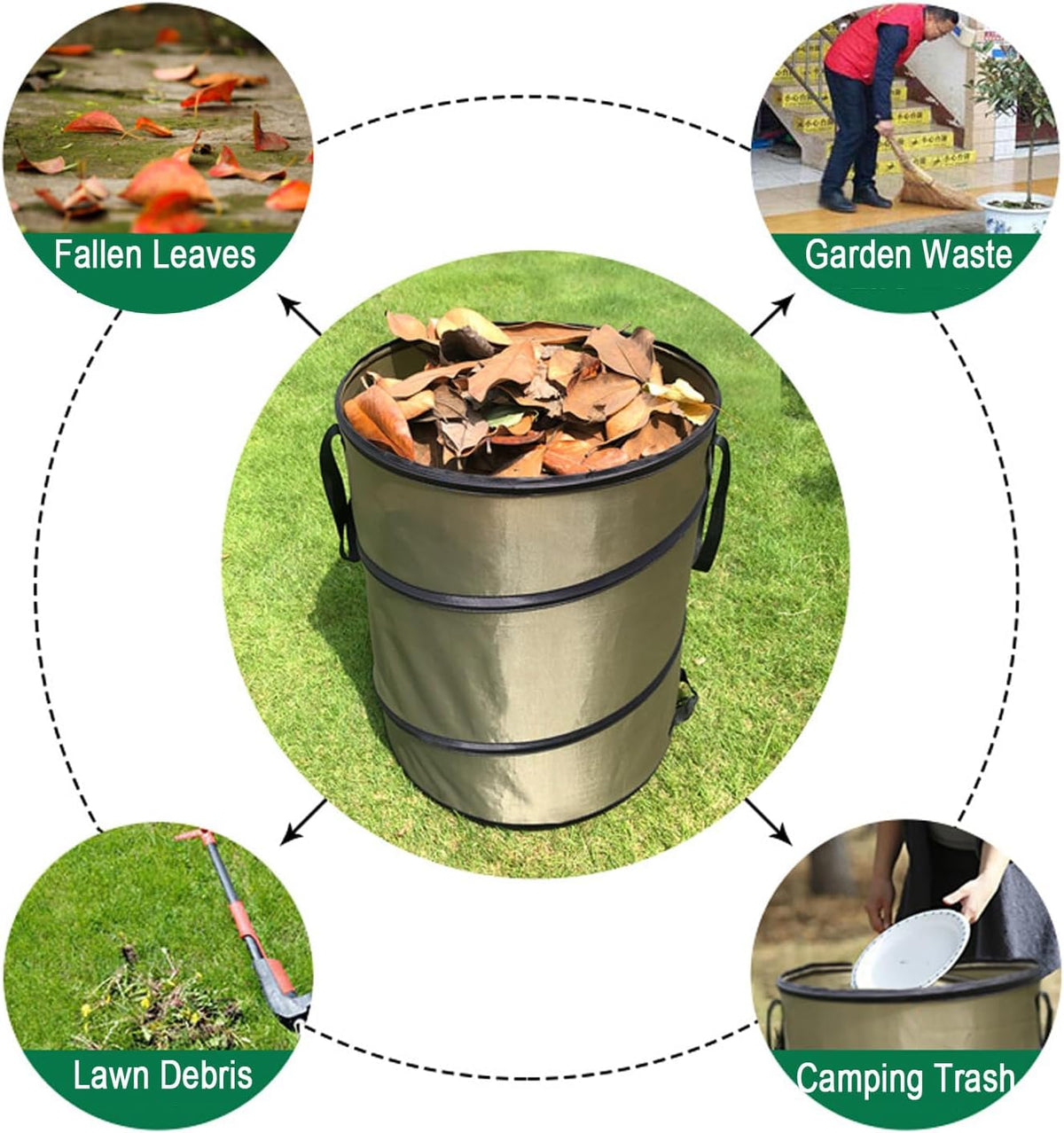 2 Pack 24 Gallon 30 Gallon Pop-Up Reusable Yard Waste Bags J116952