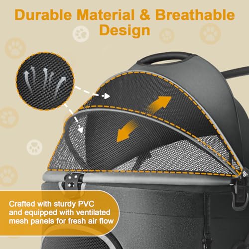 Black 3 in 1 Pet Stroller with Removable Carrier G976378