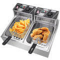 12L 5000W Electric Countertop Deep Fryer Dual Tank Stainless Steel F195839