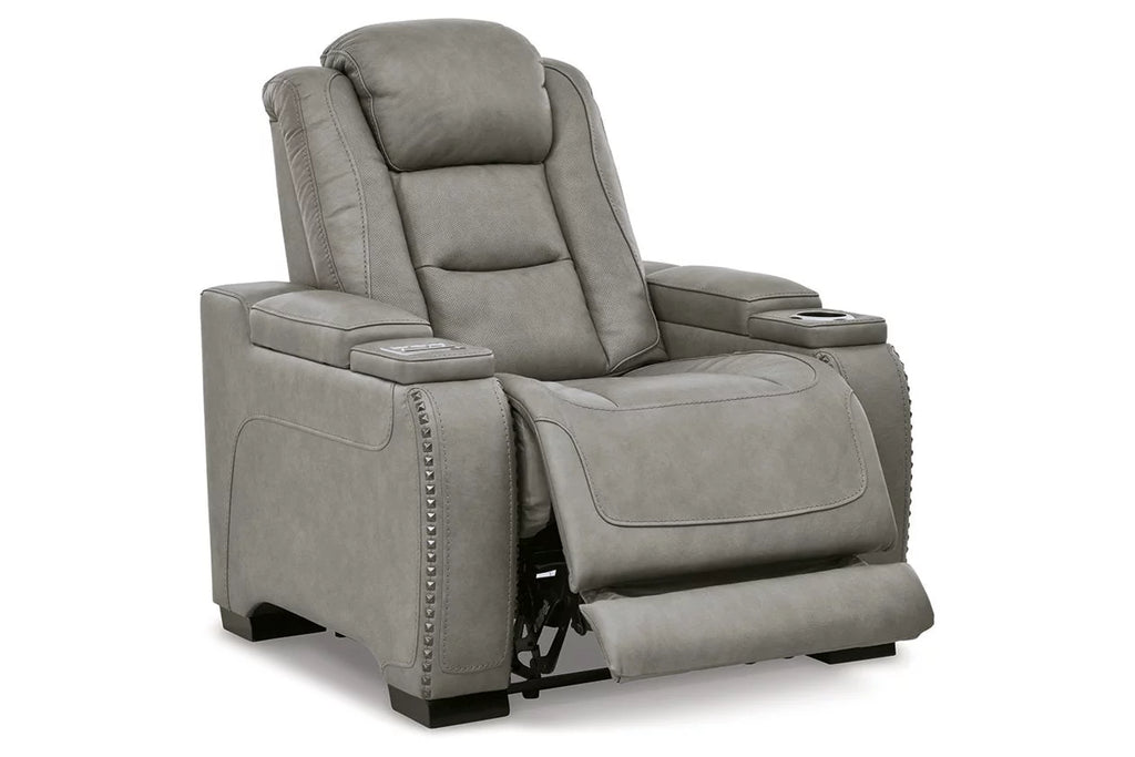 Gray Leather Power Recliner A60688
