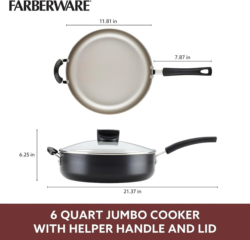 Black 6 Quart Nonstick Saute Pan with Lid R85927