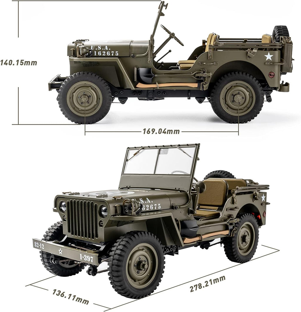 1/12 1941 MB Scaler RC Jeep 4x4 RTR RC Rock Crawler Military O941735
