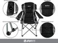 Black Lightweight Folding Padded Camping Chair with Cup Holder T51887