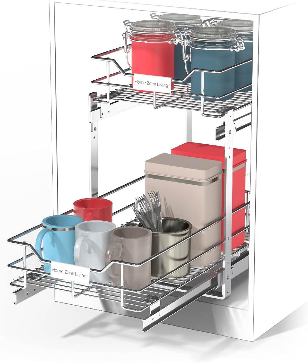 Pull Out Drawer Cabinet Organizer 2-Tier Under Sink Shelves Y922