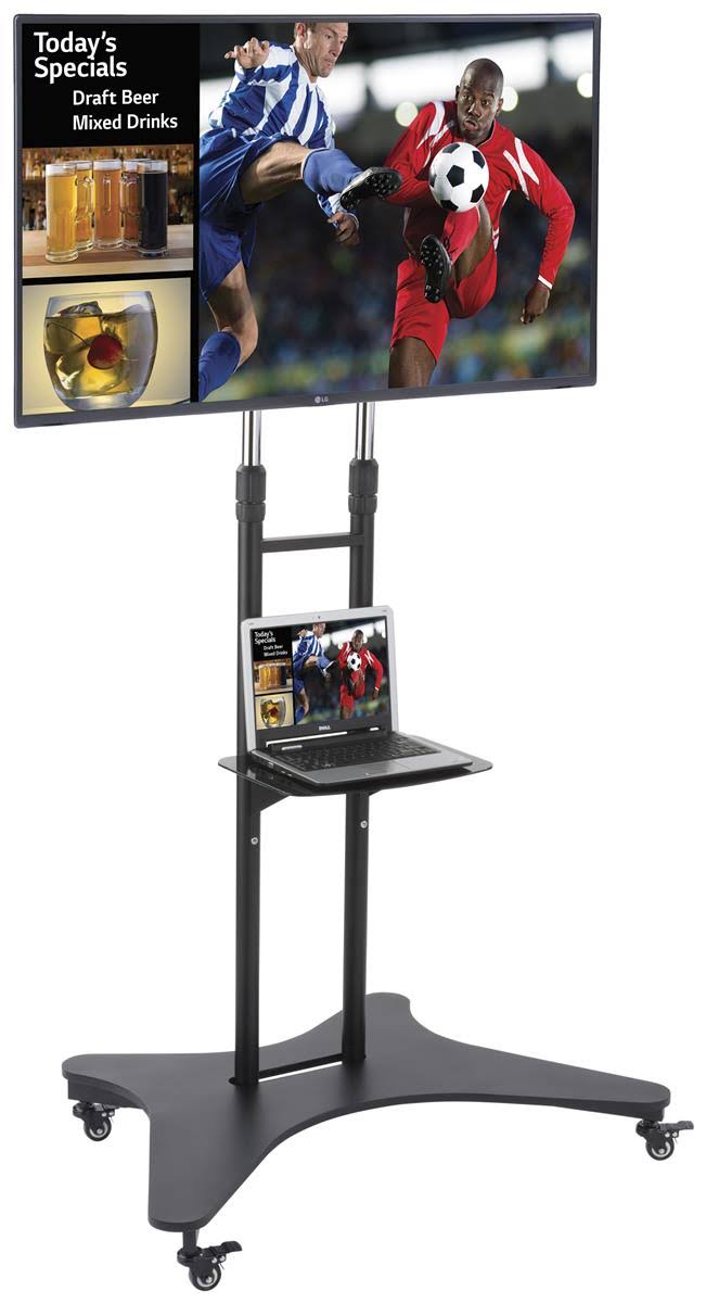 Rolling TV Cart with Shelf, Height Adjustable Black M505