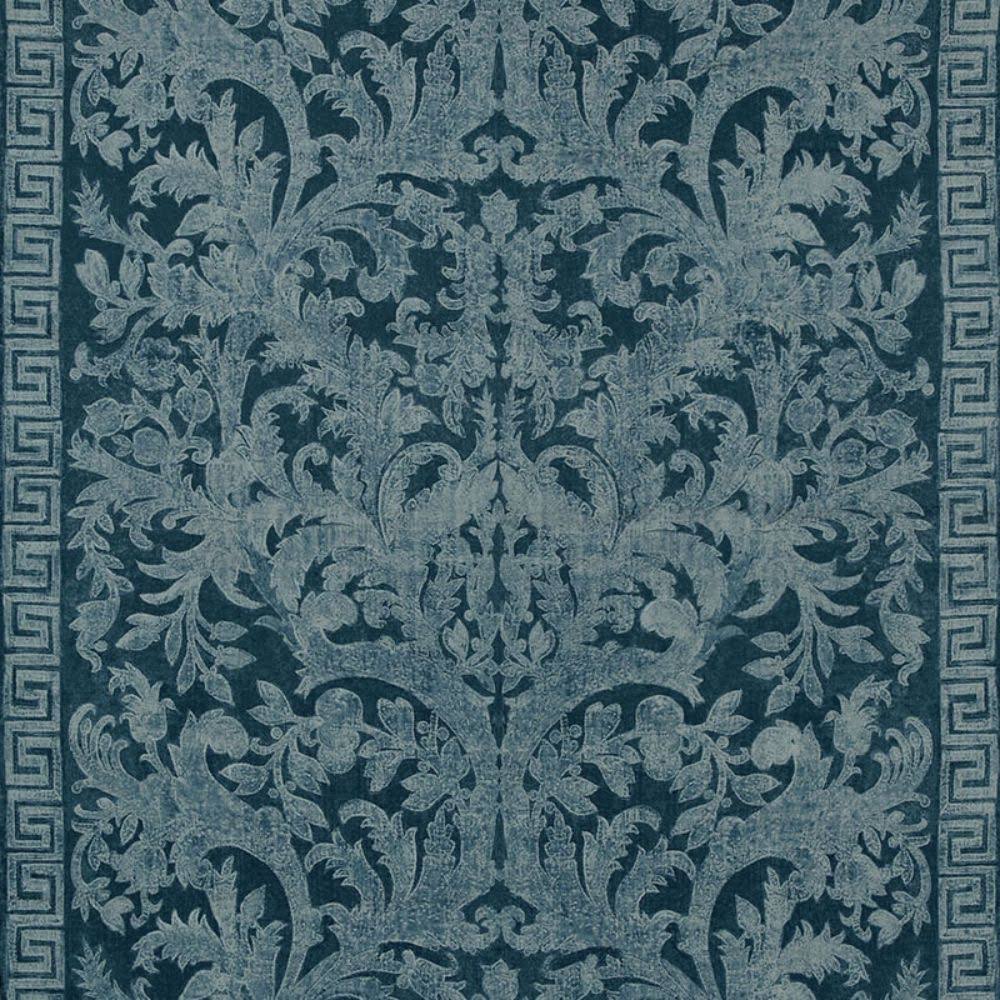 Indigo Velvet Damask Fabric M138