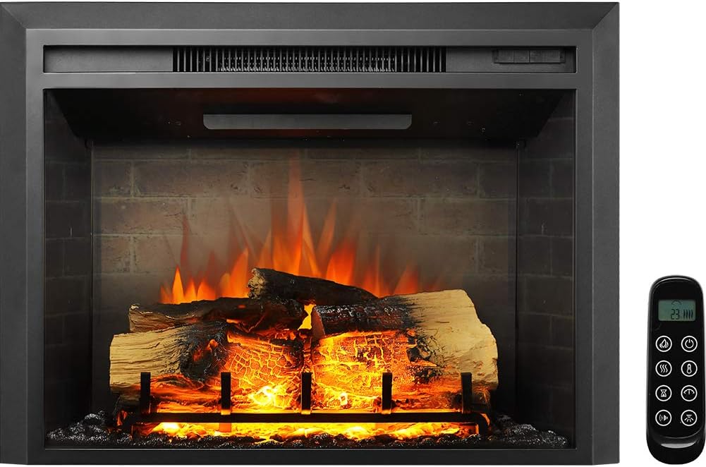 28 W Electric Fireplace Insert, 750/1500W Heater with Remote Control E878514