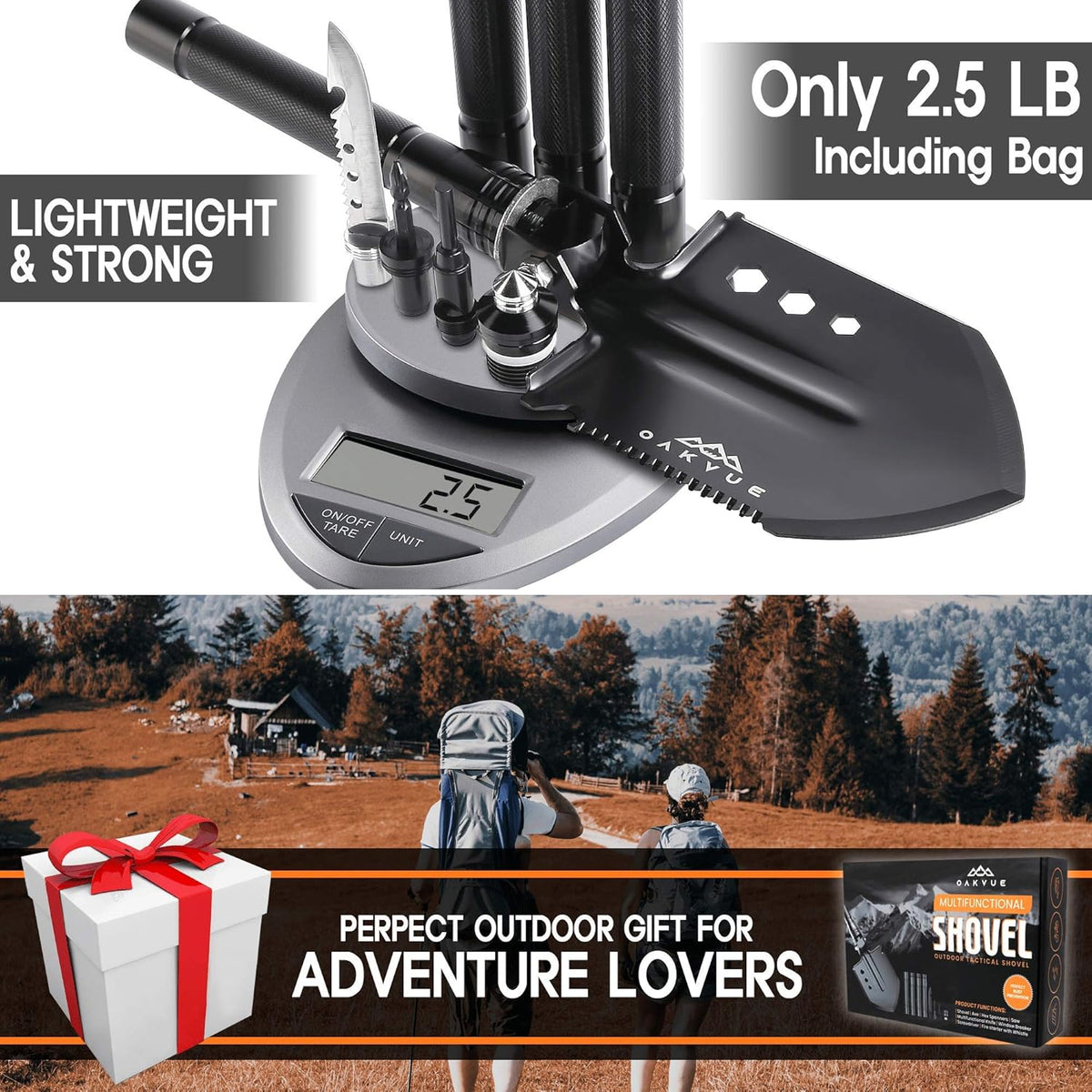 Survival Shovel Multitool with Carry Pouch, 180 Degree Folding High Carbon Steel Shovel Y6085