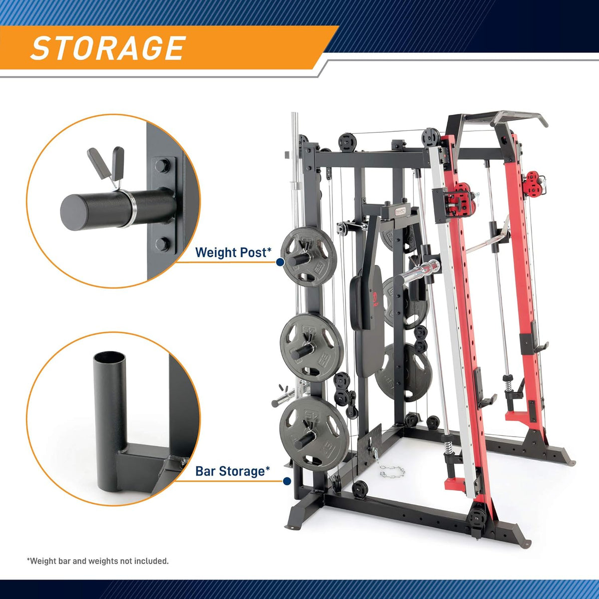 Red Smith Machine Cage System Home Gym Multifunction Rack H75638