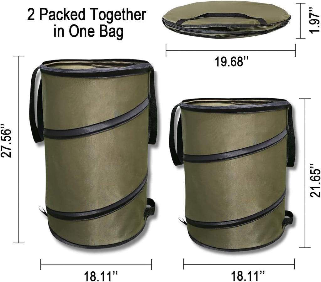 2 Pack 24 Gallon 30 Gallon Pop-Up Reusable Yard Waste Bags J116952