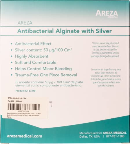 Silver Alginate 4.25"x4.25" Sterile Wound Dressings, 5 Per Box Q411011