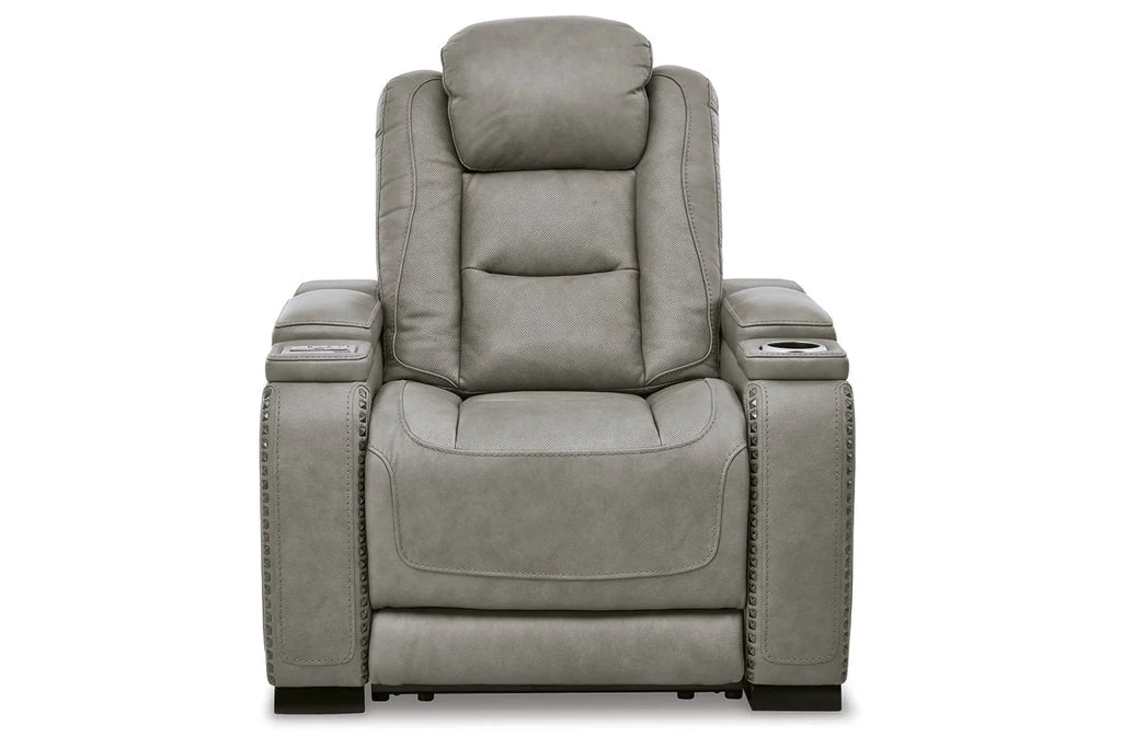 Gray Leather Power Recliner A60688