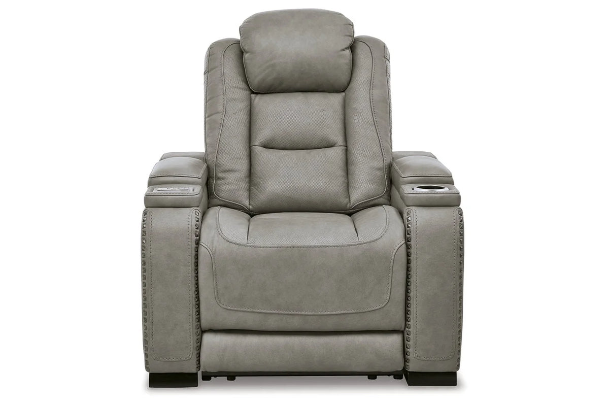 Gray Leather Power Recliner A60688