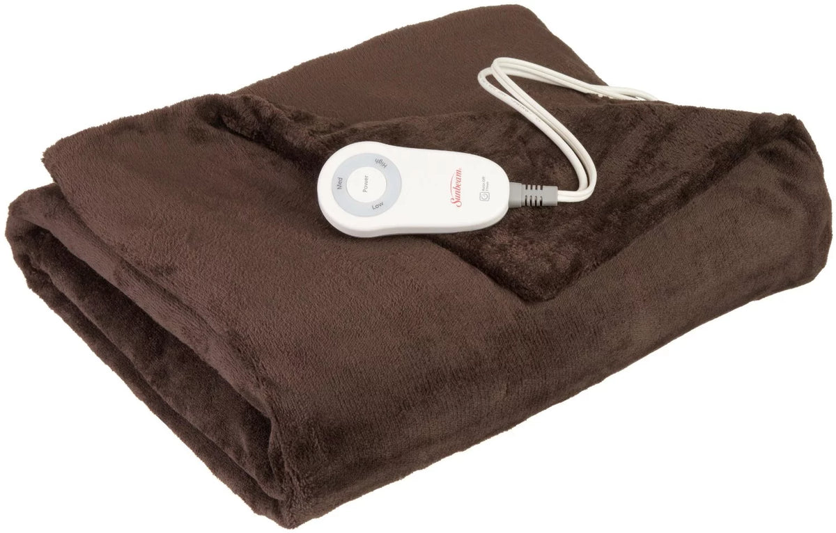 Electric Heated Throw Blanket Microplush Washable with 3-Heat Setting Auto-Off Controller D18996