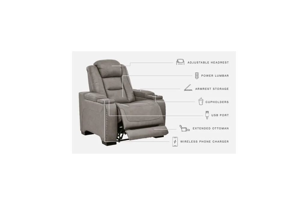Gray Leather Power Recliner A60688