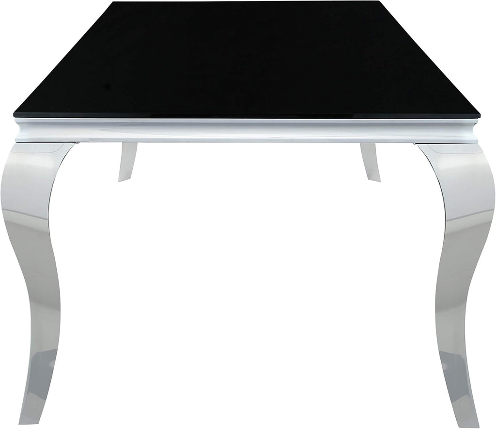Black and Chrome Rectangular Glass Top Dining Table U145