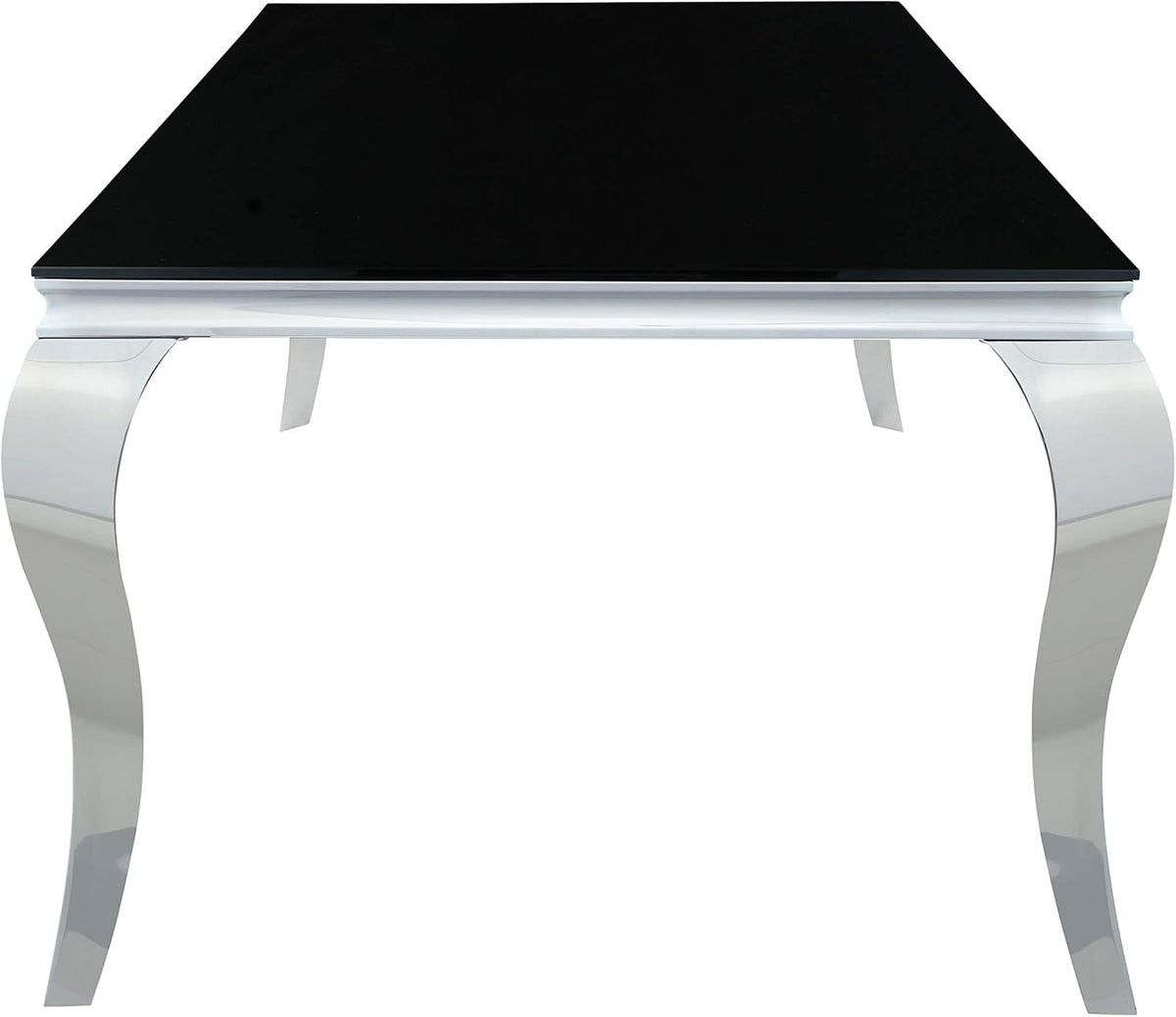 Black and Chrome Rectangular Glass Top Dining Table U145