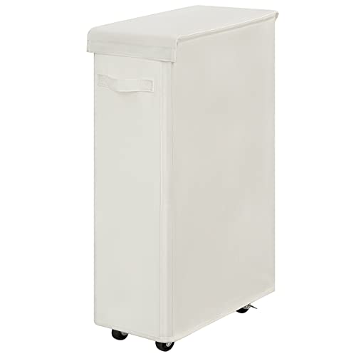65L Slim Laundry Hamper with Lid Rolling Laundry Basket with Wheels Foldable Dirty Clothes Hamper Storage Bins (Grey) Z12961