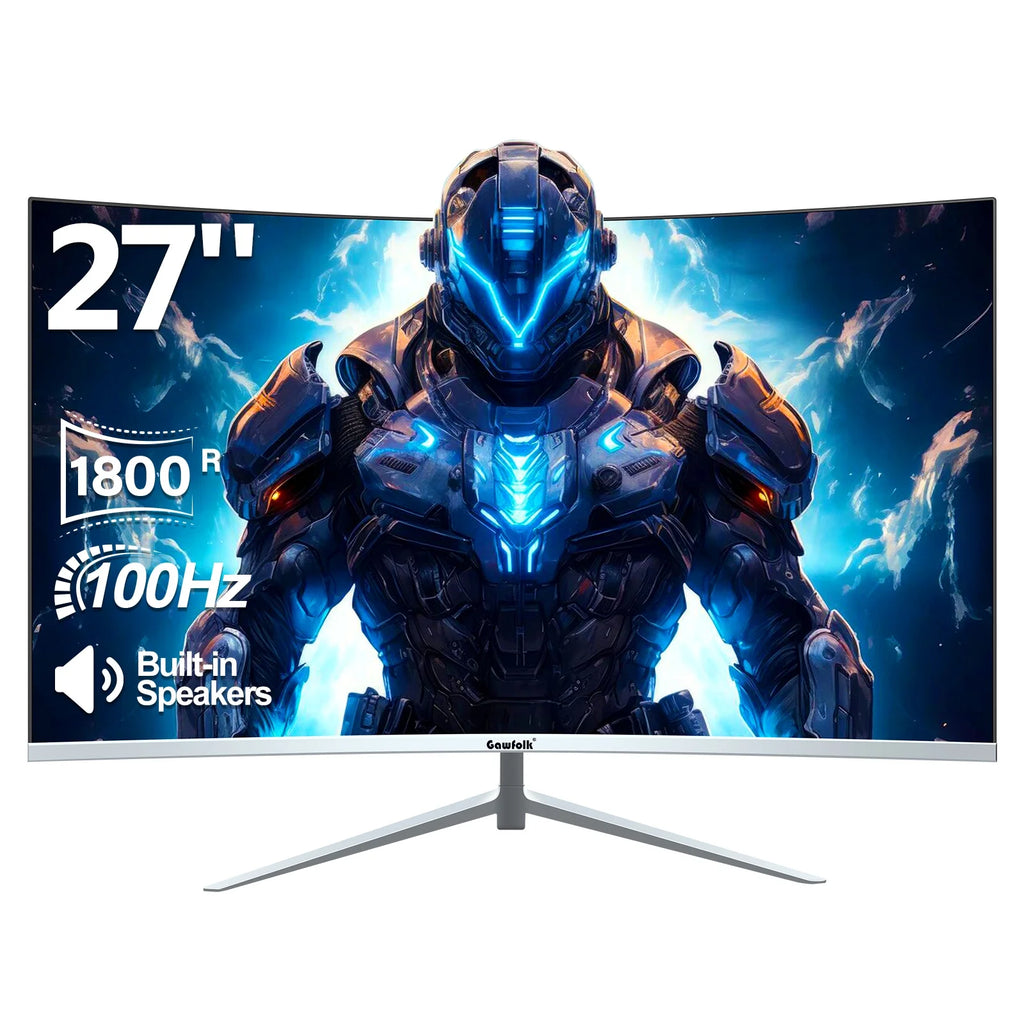 27 Inch Curved Monitor 100hz White FHD 1080P 1800R Frameless Built-in Speakers L115413