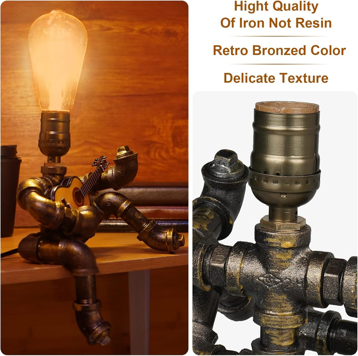 Bronze Metal Pipe Robot Table Lamp V956469