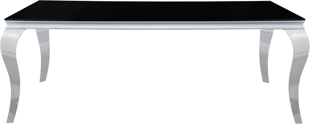 Black and Chrome Rectangular Glass Top Dining Table U145