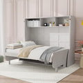 Antique White Full Size Murphy Bed with Desk and Storage Shelves H684511