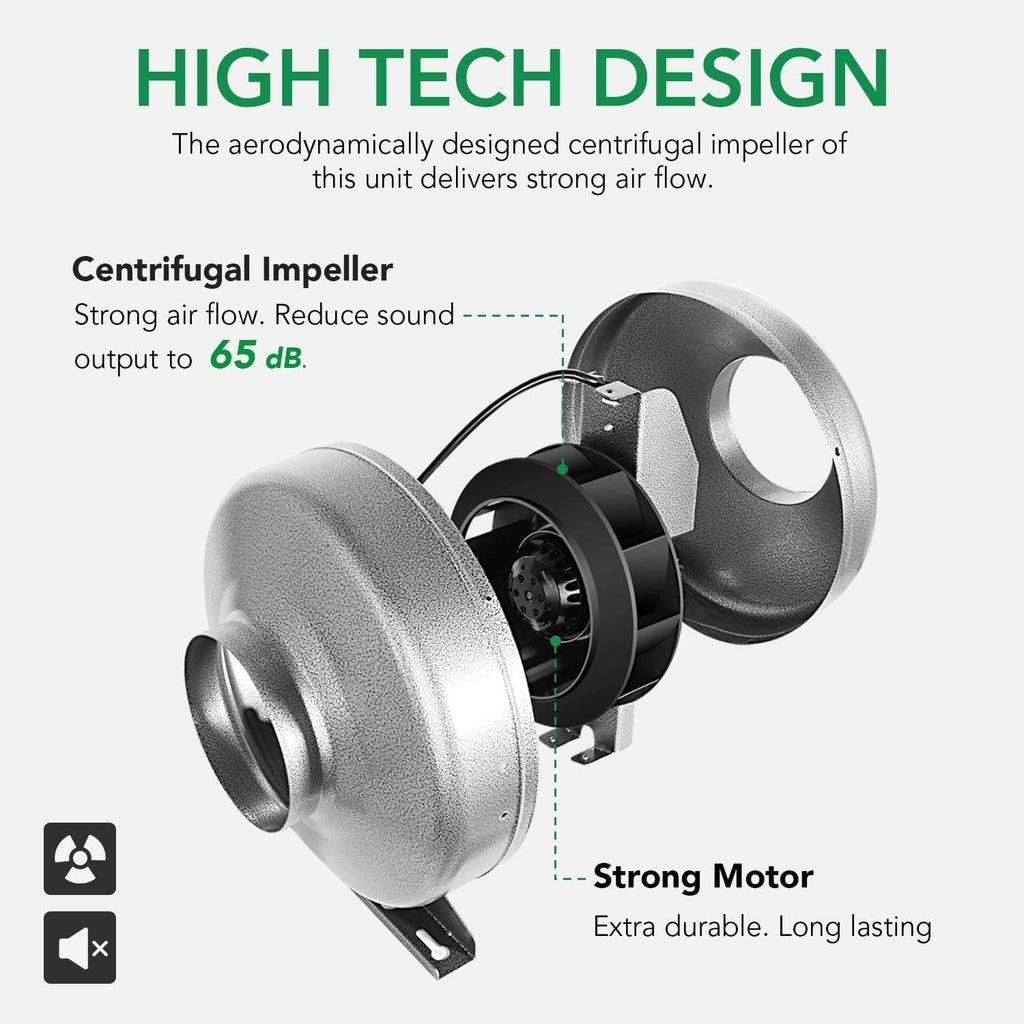 6 Inch 442 CFM Inline HVAC Vent Blower Fan with Carbon Filter and Ducting Combo Set B867247