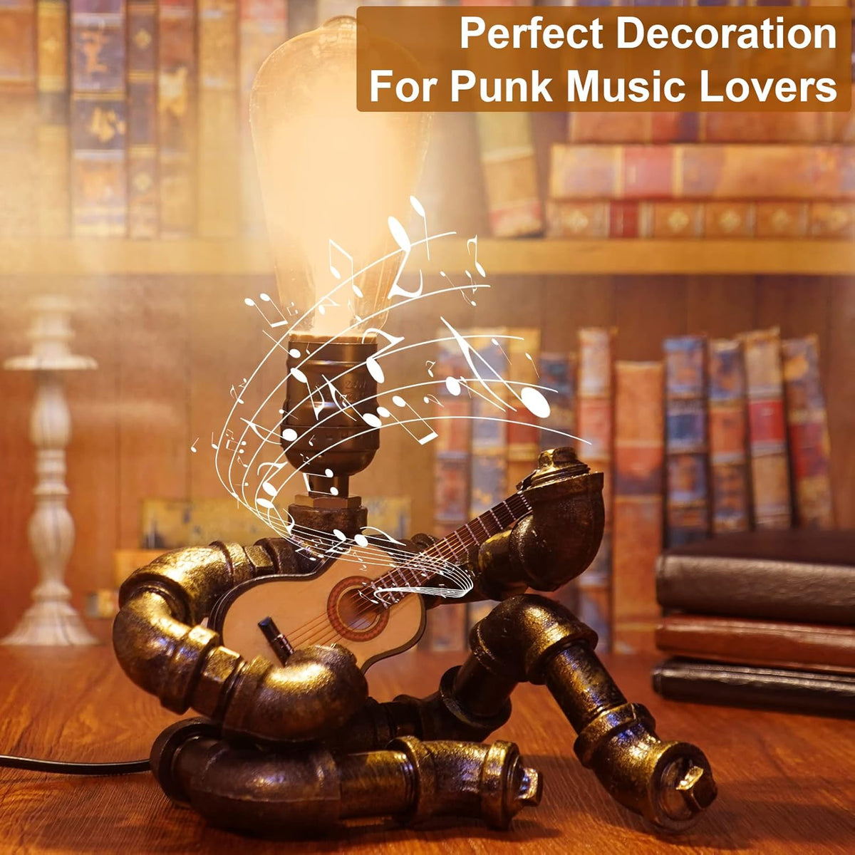Bronze Metal Pipe Robot Table Lamp V956469