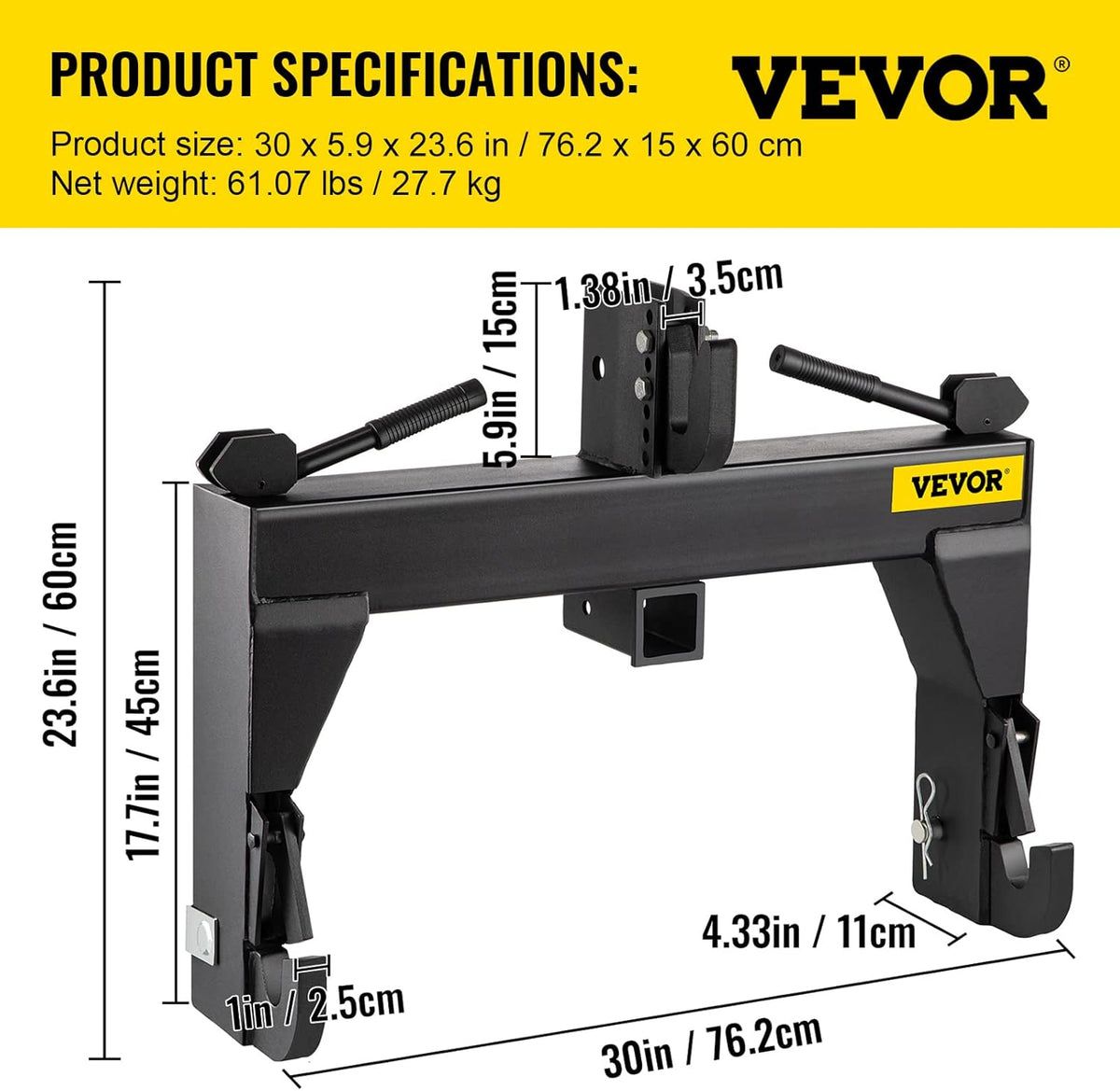 Black 3-Point Quick Hitch A257677