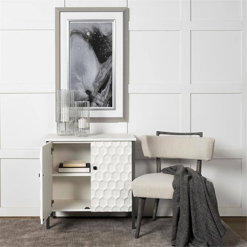 White Wood and Iron 2 Door Cabinet S9077
