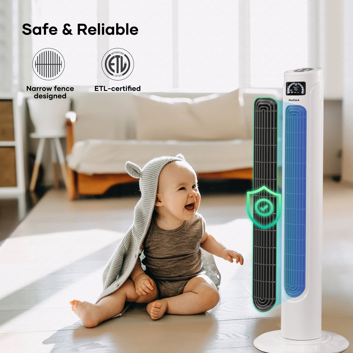 36 Tower Fan 120° Oscillating 60dB Quiet with Remote Control White S586