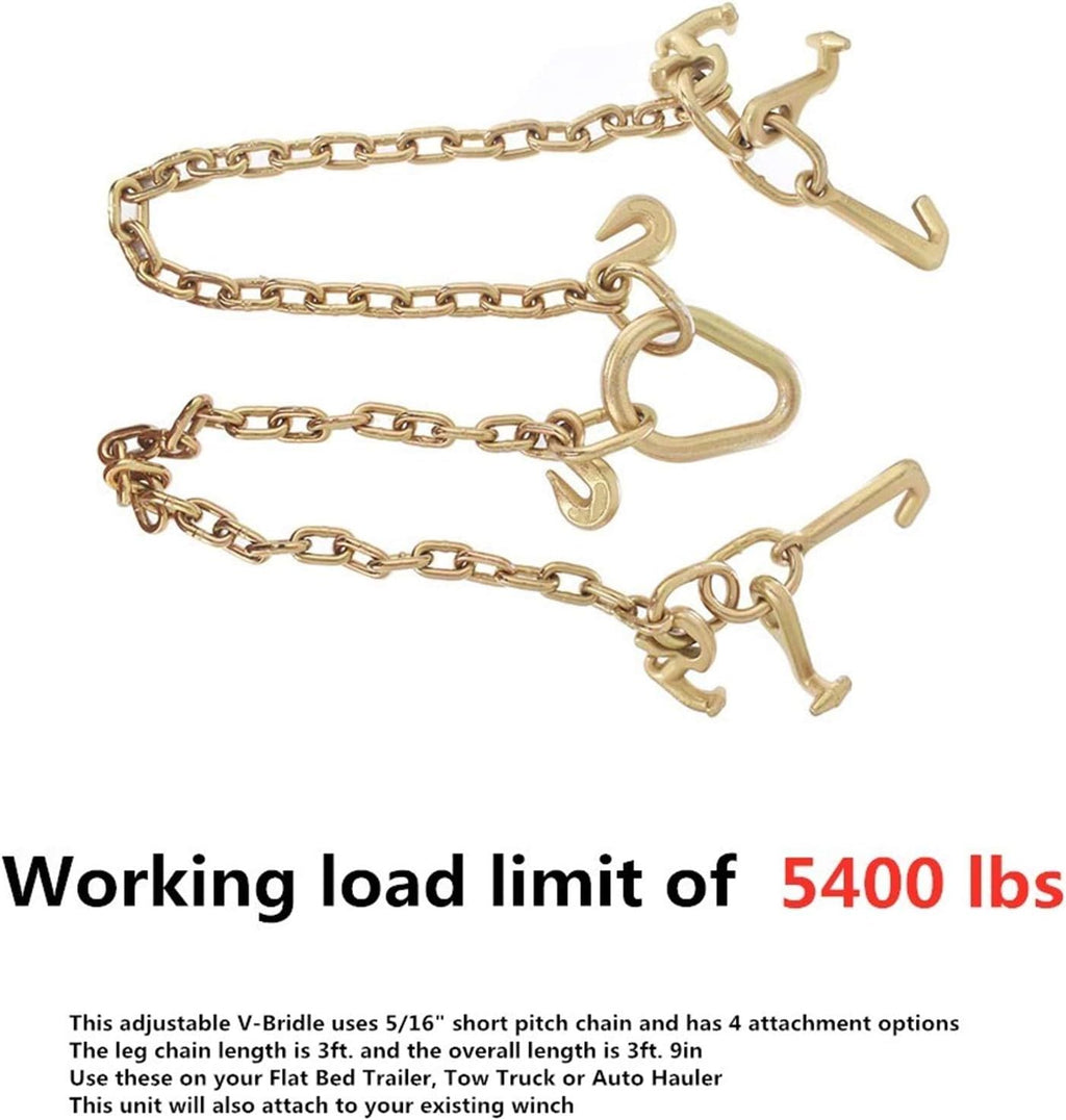 Tow Chain Grade 70 V-Bridle with Cluster Hooks, Pack of 2 R904