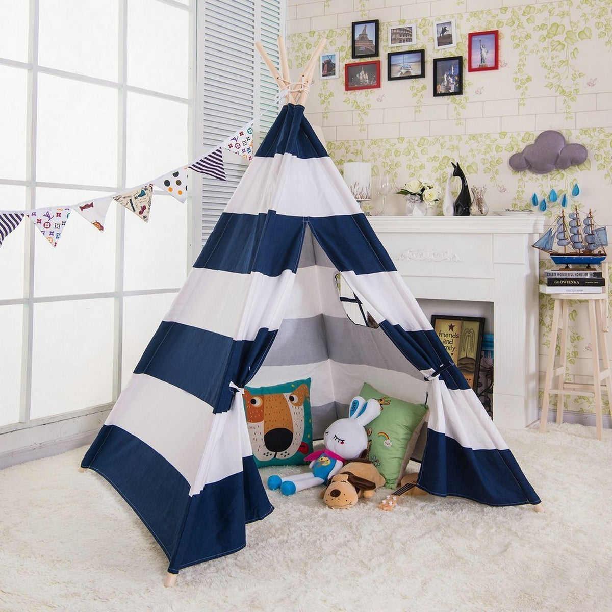 Natural Cotton Canvas Teepee Tent for Kids I6492