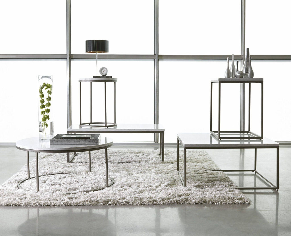Rectangular End Table with White Marble Top Z1862