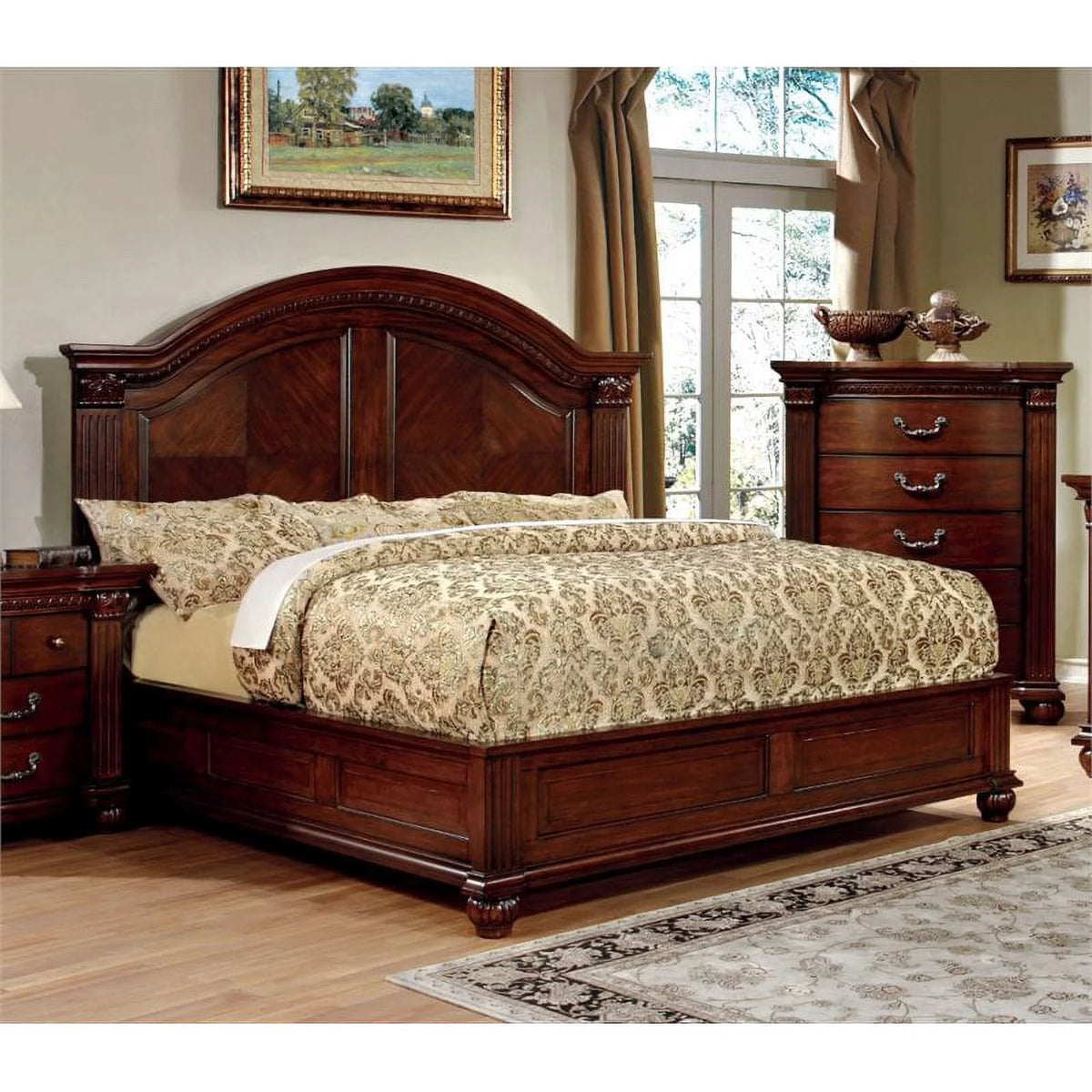 Solid Wood Cal King Panel Bed in Cherry D798062